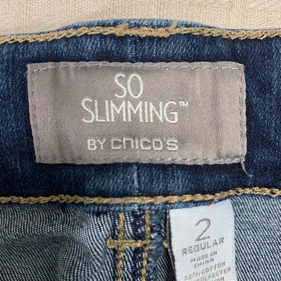 Chicos So Slimming Jeans Womens Size 2 Medium Wash Straight Leg Stretch Denim - Picture 3 of 11